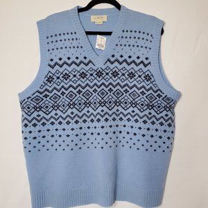 J. Crew Lambswool V-Neck Sweater Vest Blue XXL NWT